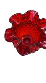 Fenton Ruby Red Hobnail Ruffled Vase - Image 2