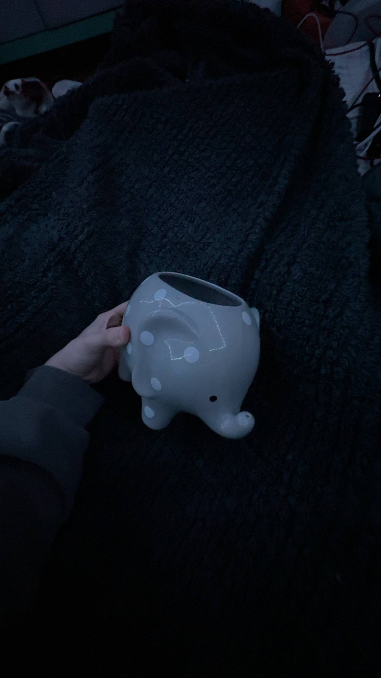Teleflora Ceramic Elephant Planter Gray Polka Dot