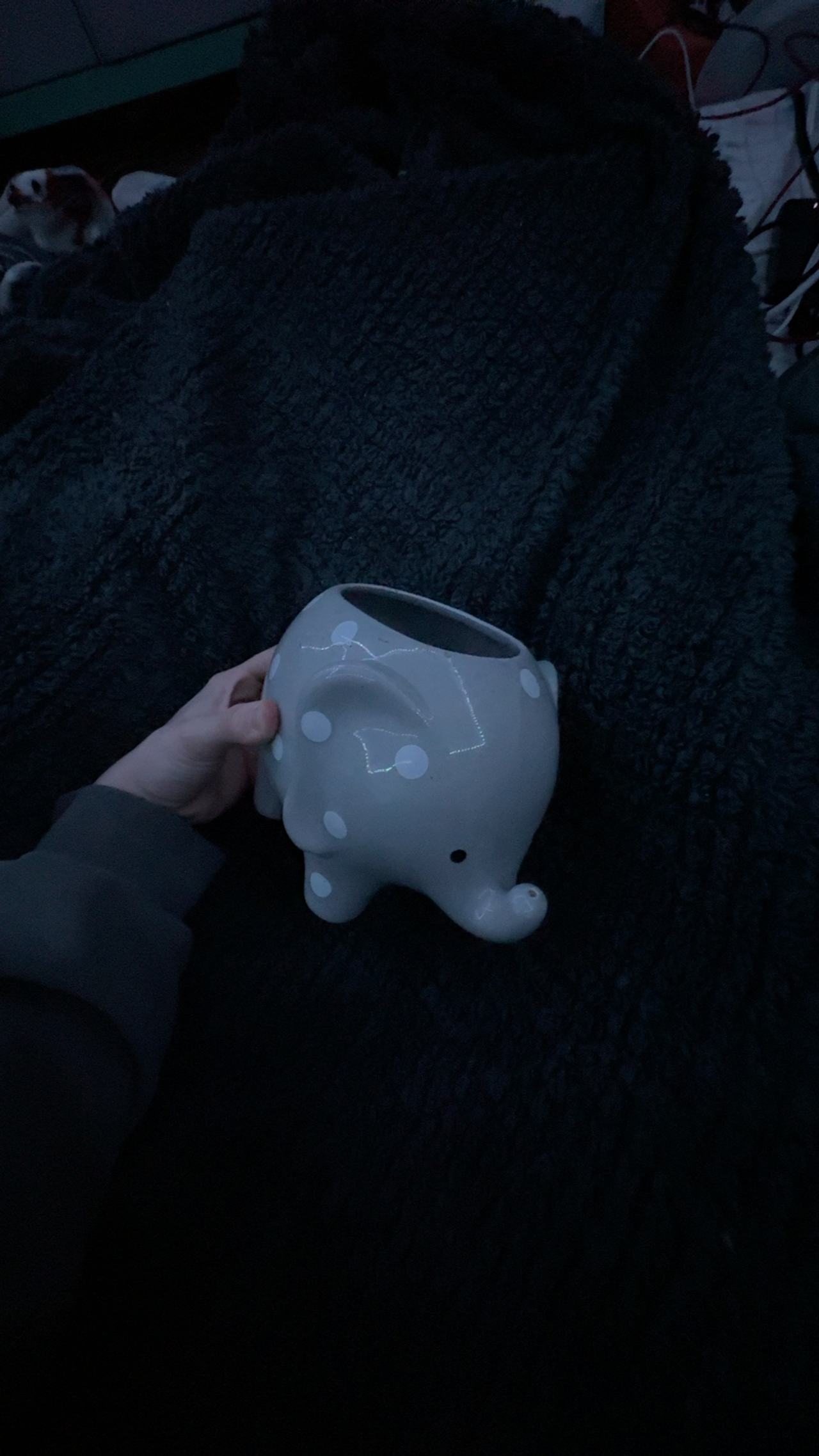 Teleflora Ceramic Elephant Planter Gray Polka Dot