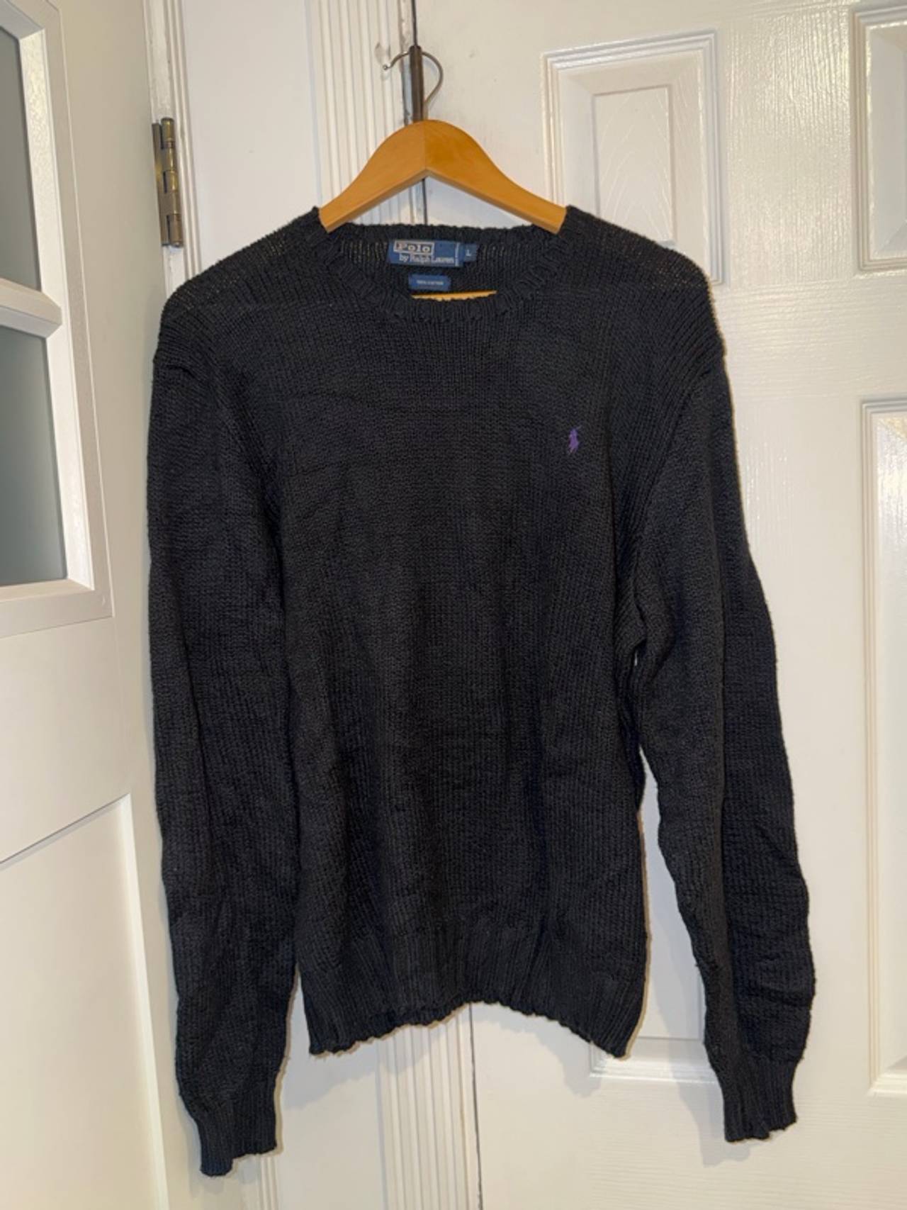 Ralph Lauren Polo Black Knit Sweater Crewneck Large