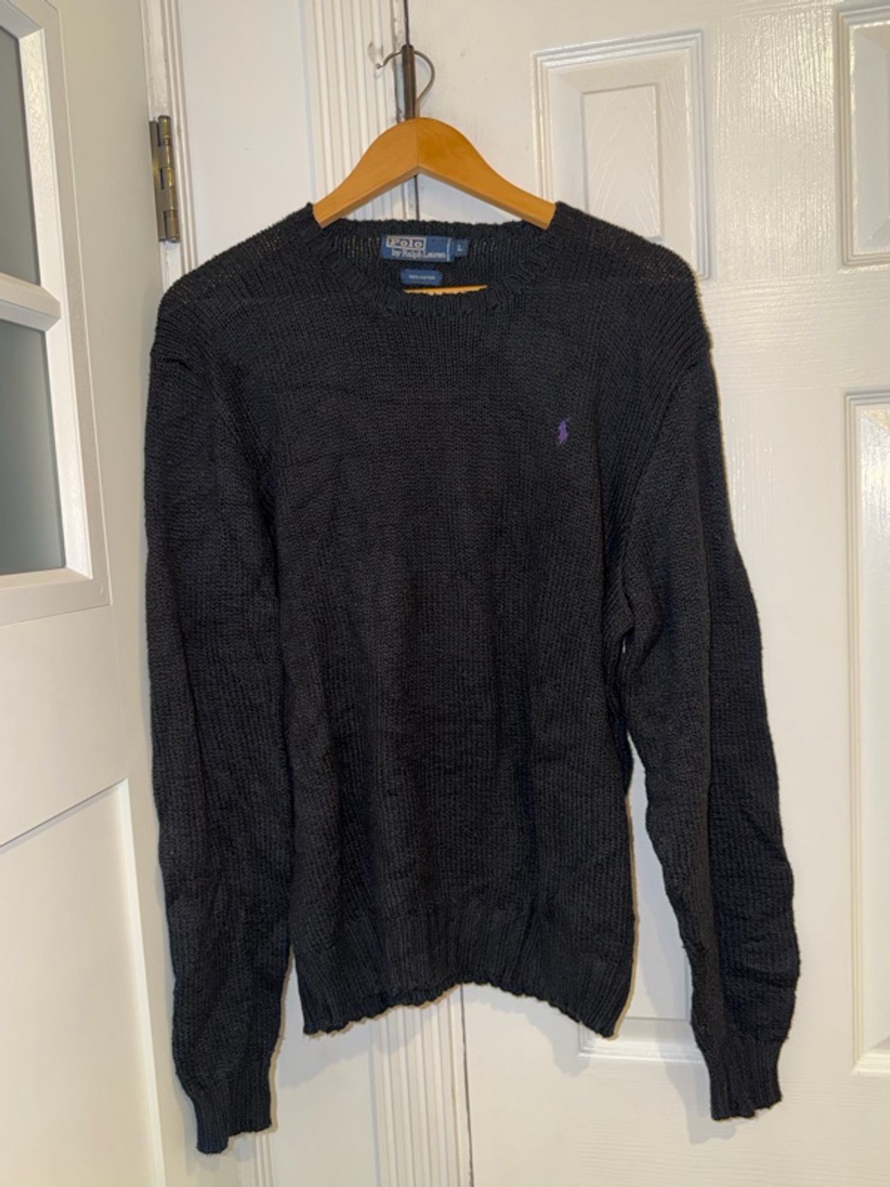 Ralph Lauren Polo Black Knit Sweater Crewneck Large