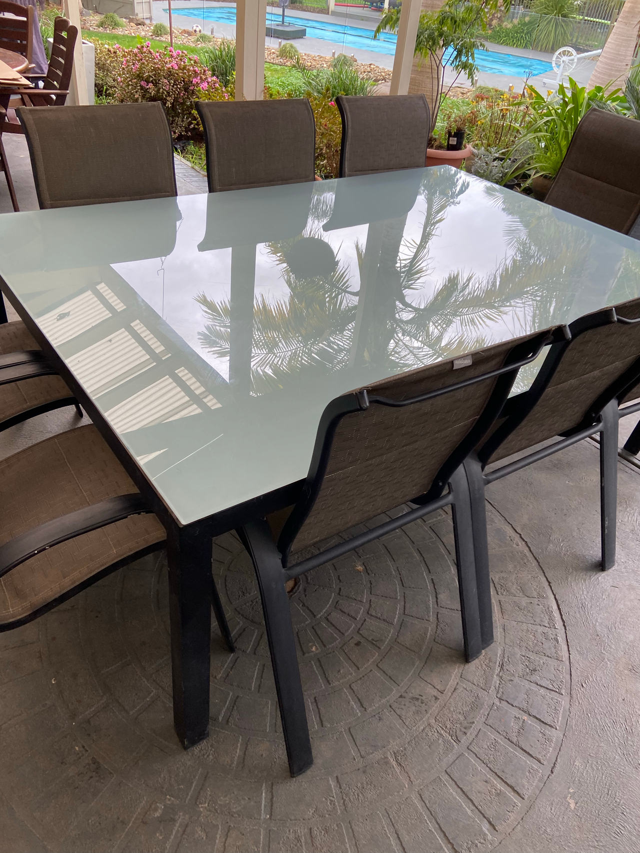 Outdoor Glass Top Dining Table Set