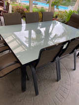 Outdoor Glass Top Dining Table Set - Image 1