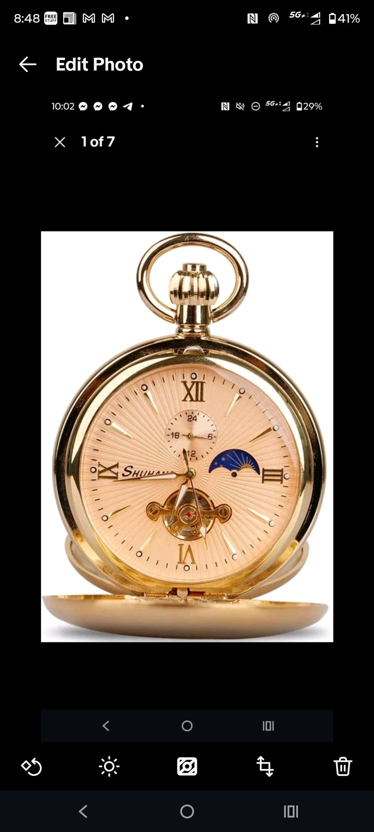 Shuhang Mechanical Moon Phase Skeleton Pocket Watch