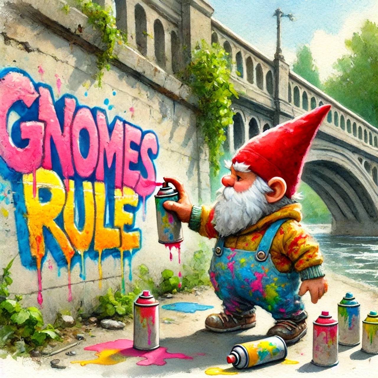 Gnomes Rule Graffiti Art 8X10 Print 