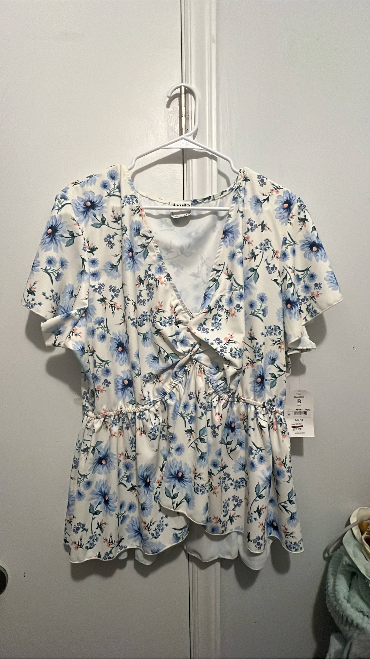 Ava & Viv Floral Ruffle Wrap Top