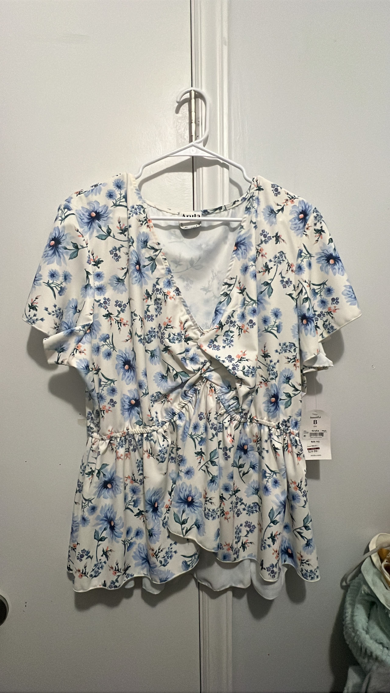 Ava & Viv Floral Ruffle Wrap Top