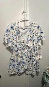 Ava & Viv Floral Ruffle Wrap Top - Image 1
