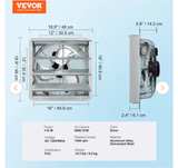 VEVOR 16-in Shutter Exhaust Fan Black - Image 3