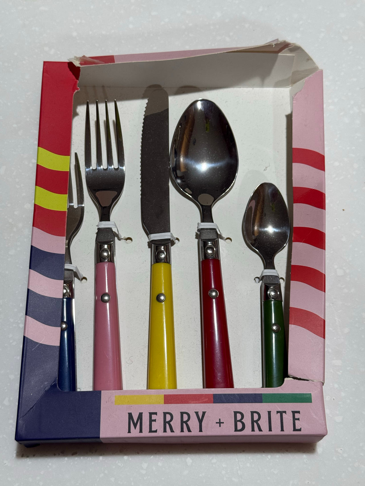Merry + Brite 5-Piece Multicolor Flatware Set
