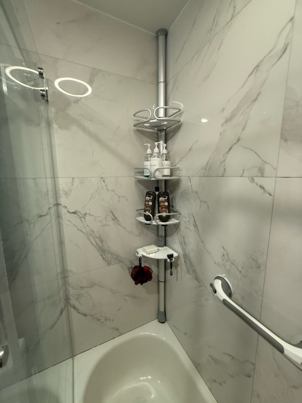 simplehuman Corner Shower Caddy Silver Adjustable Tension Pole