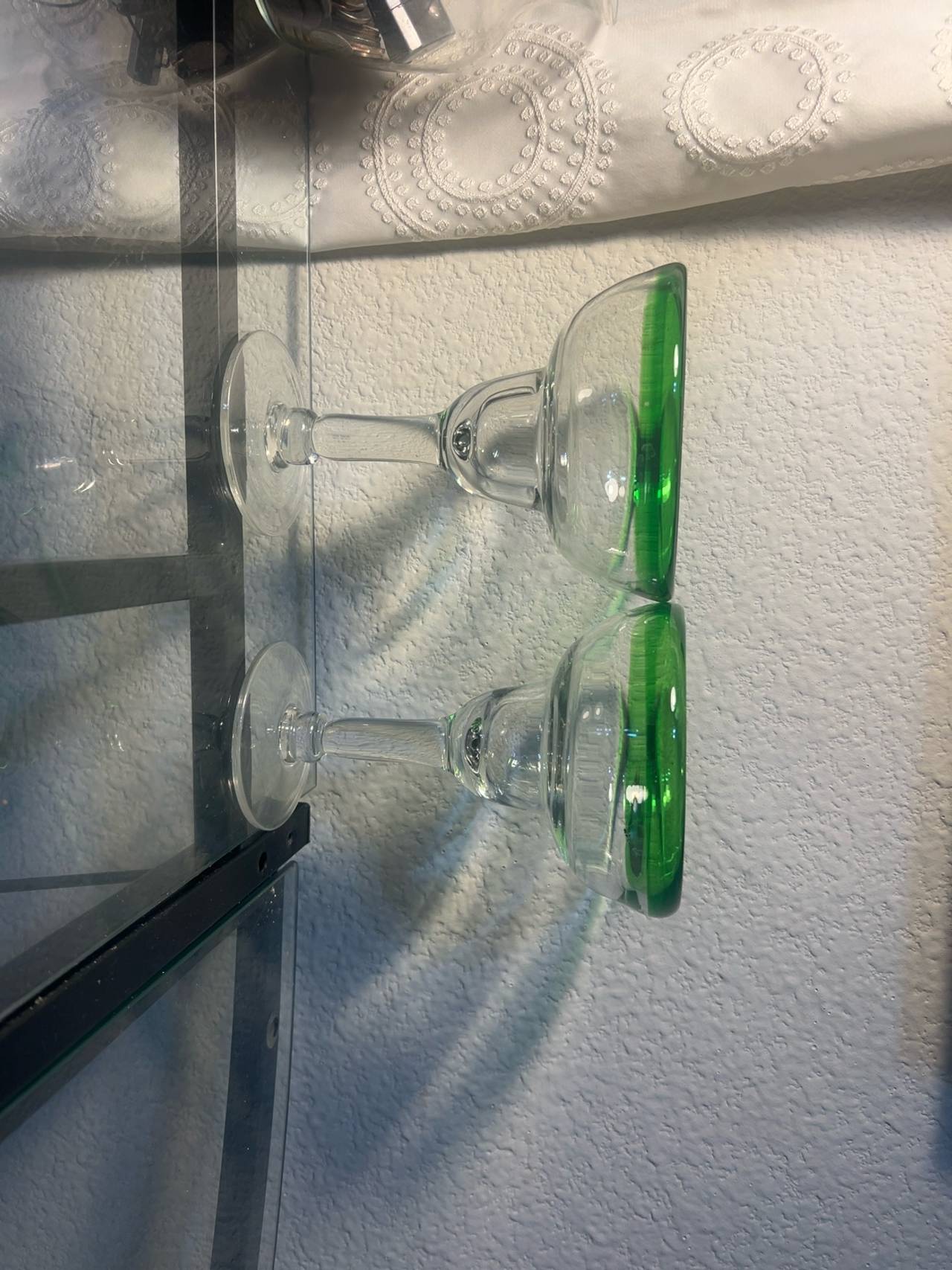 Hand-Blown Green Margarita Glass Set