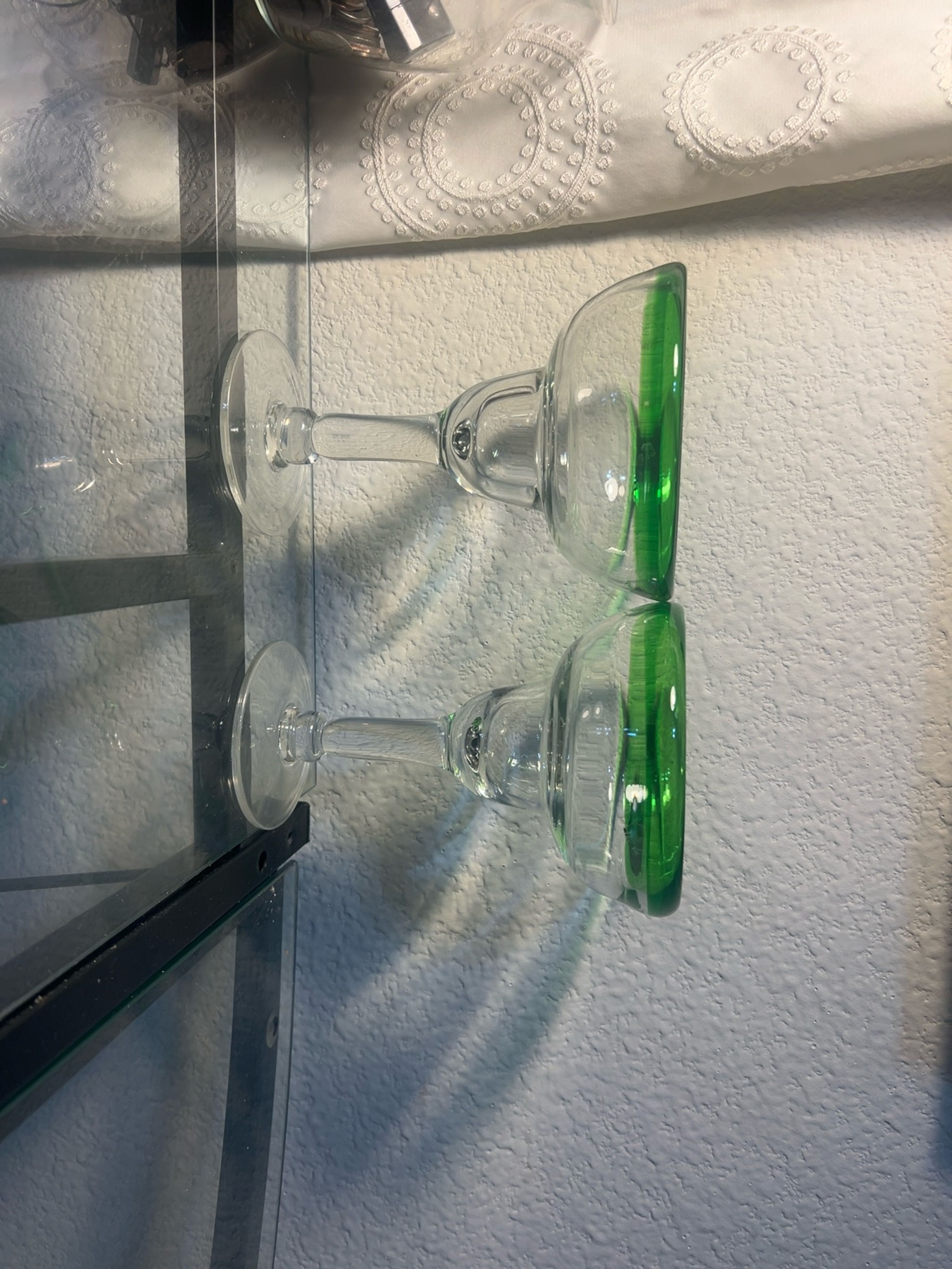 Hand-Blown Green Margarita Glass Set