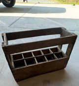 Vintage Wooden 12-Bottle Crate with Handle from 1960s - Image 1