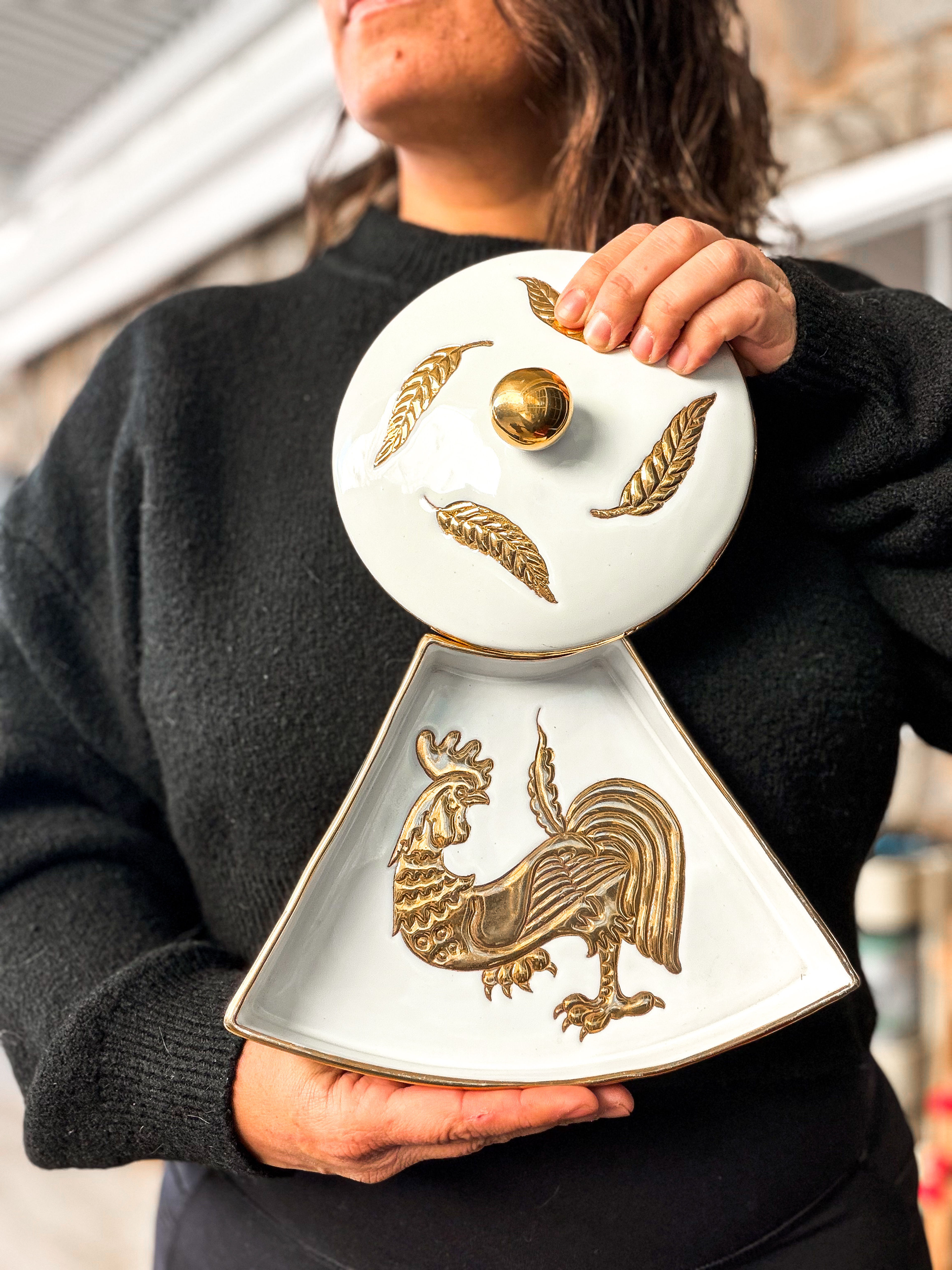 Hand-Painted Gilded Divided Serving Platter Charcuterie Saks Fifth Ave Original - Image 4