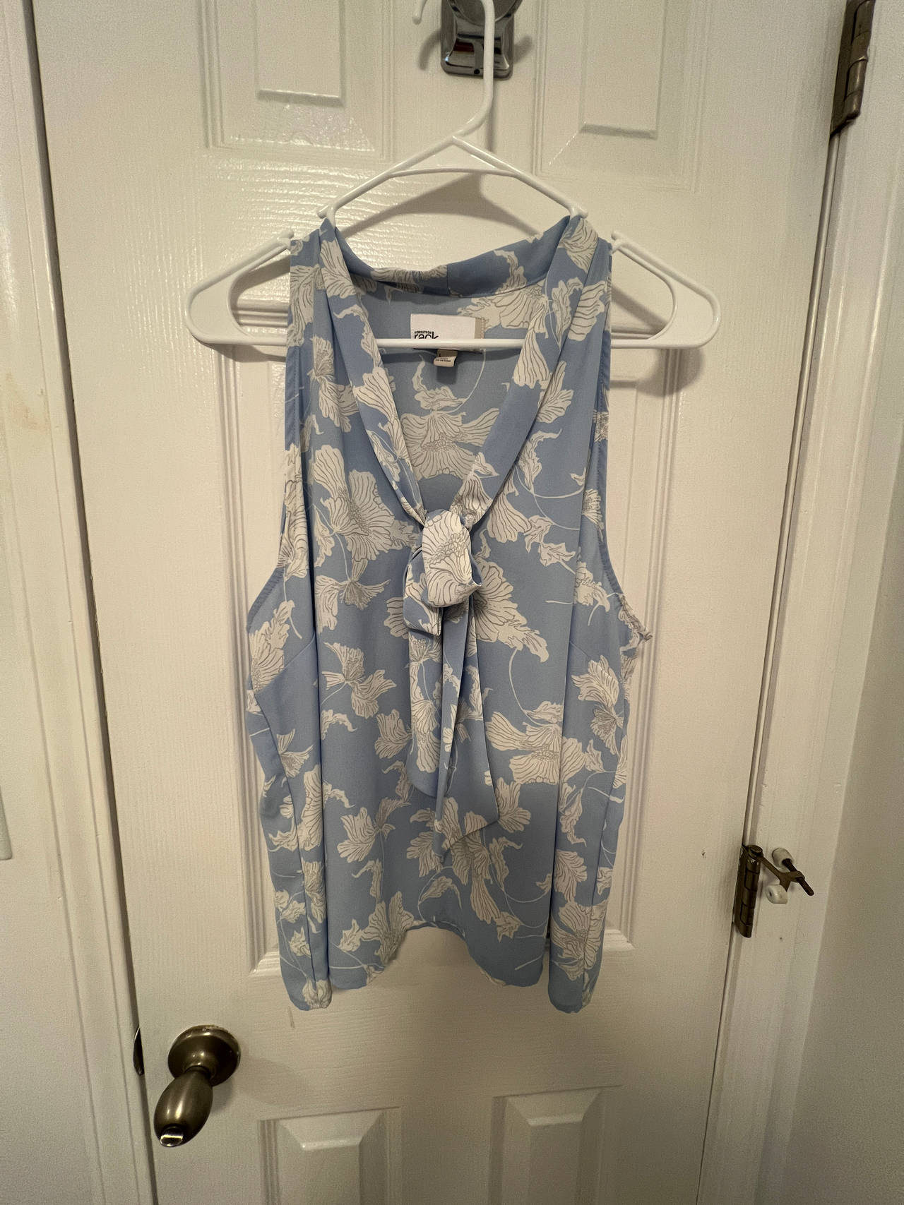 Sleeveless Tie-Neck Blouse