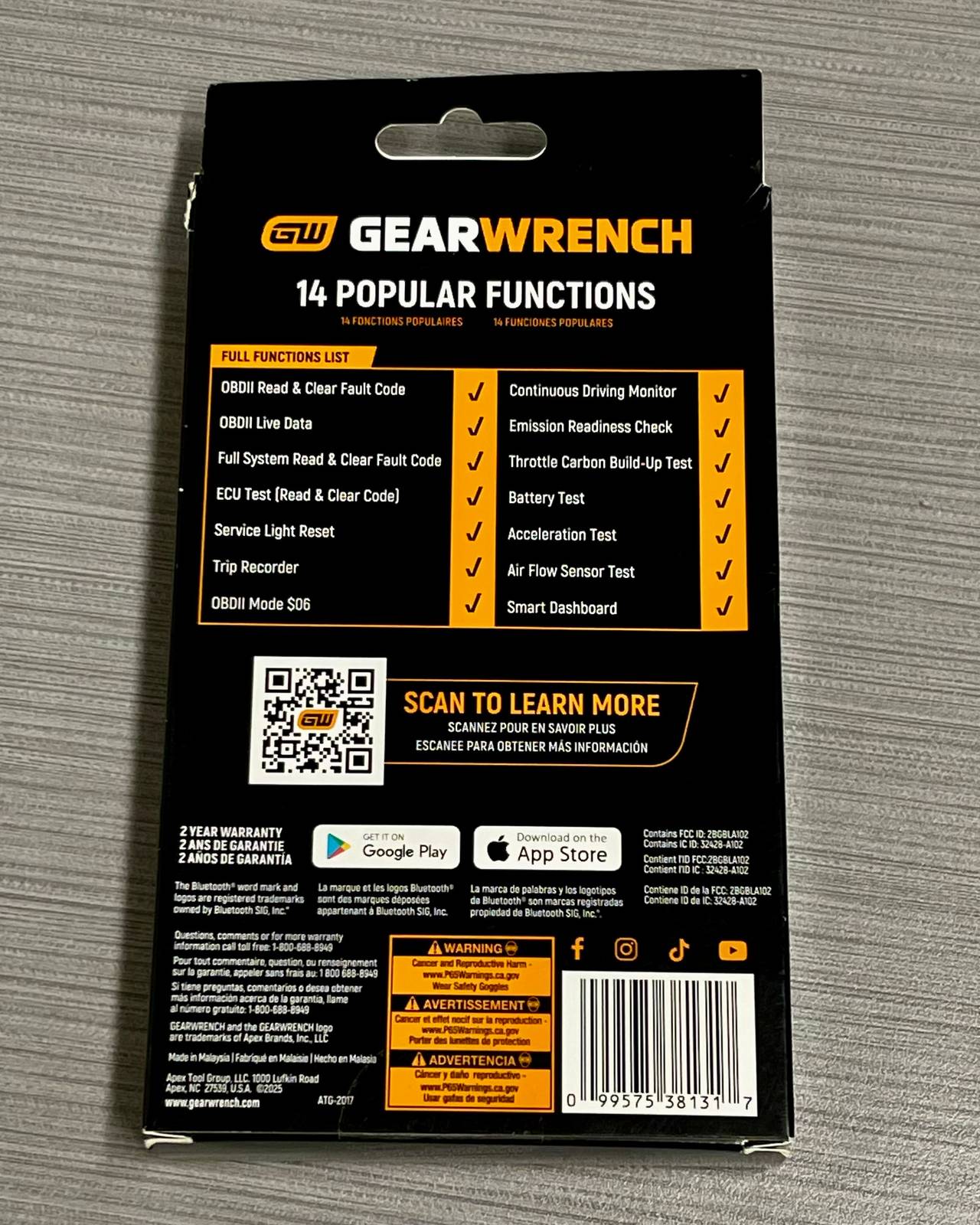 GearWrench GWSCAN Bluetooth OBDII Diagnostic Scanner