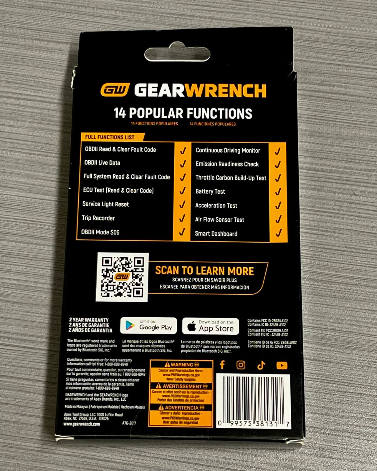 GearWrench GWSCAN Bluetooth OBDII Diagnostic Scanner