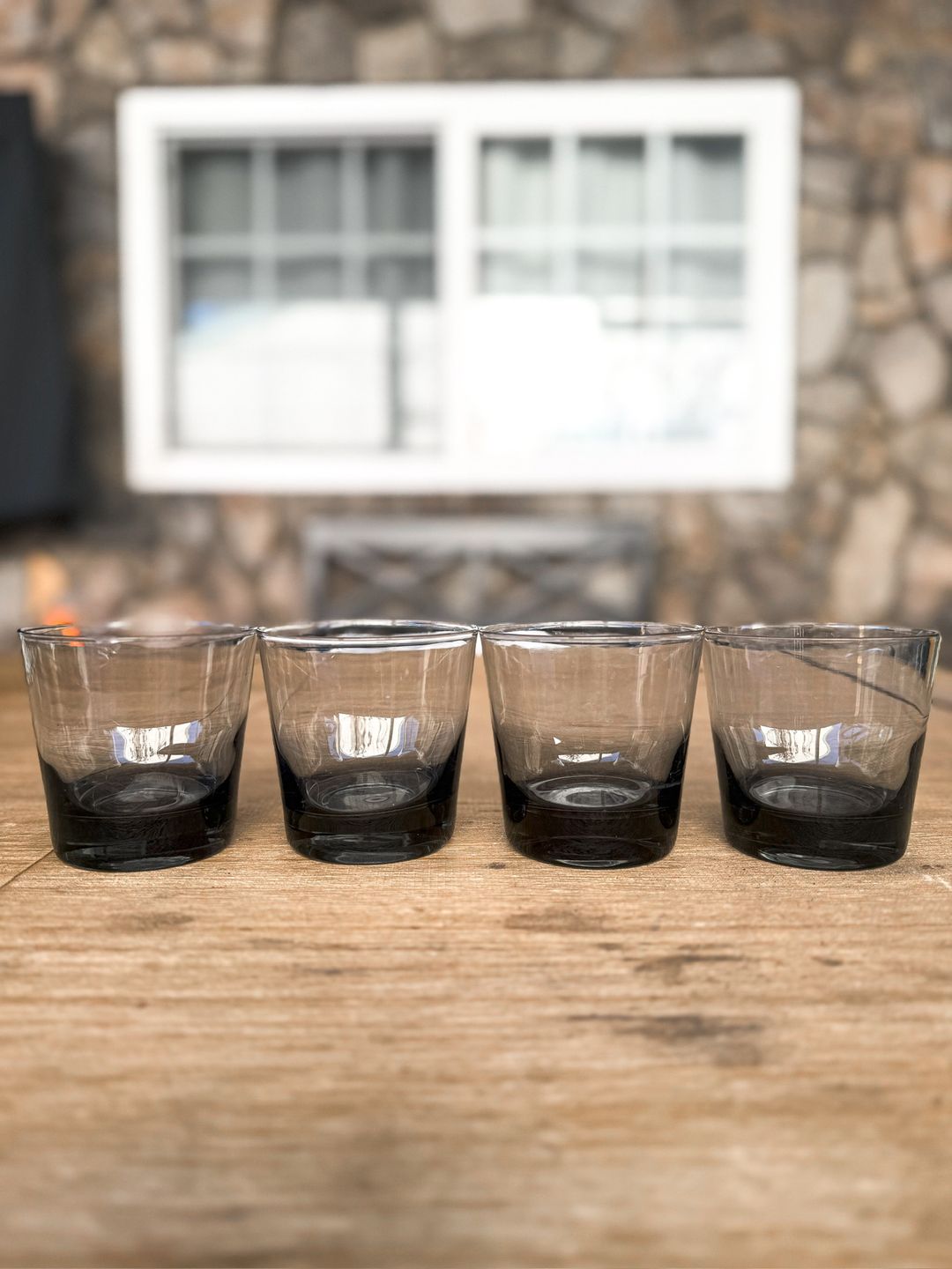 Libbey Smoke Grey Rocks Glasses Set of 4