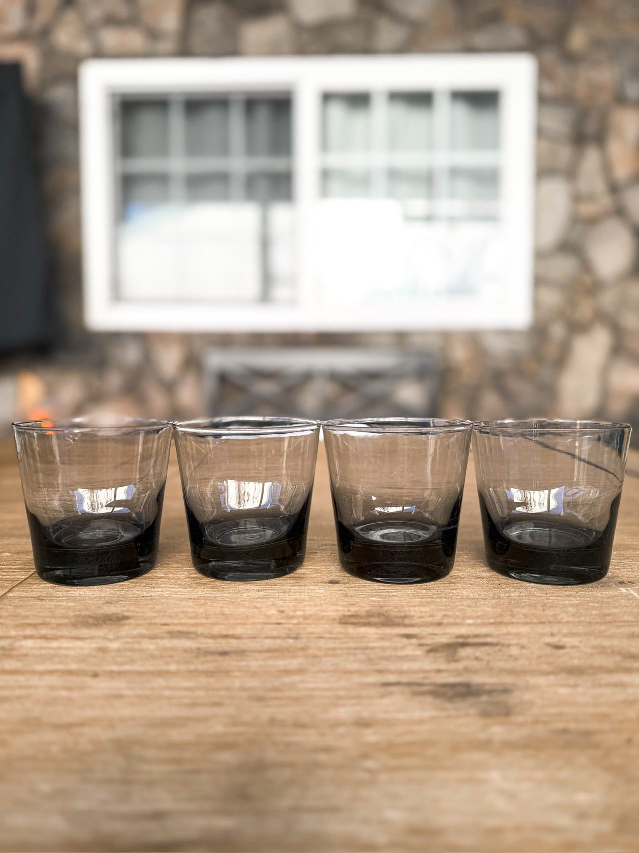Libbey Smoke Grey Rocks Glasses Set of 4