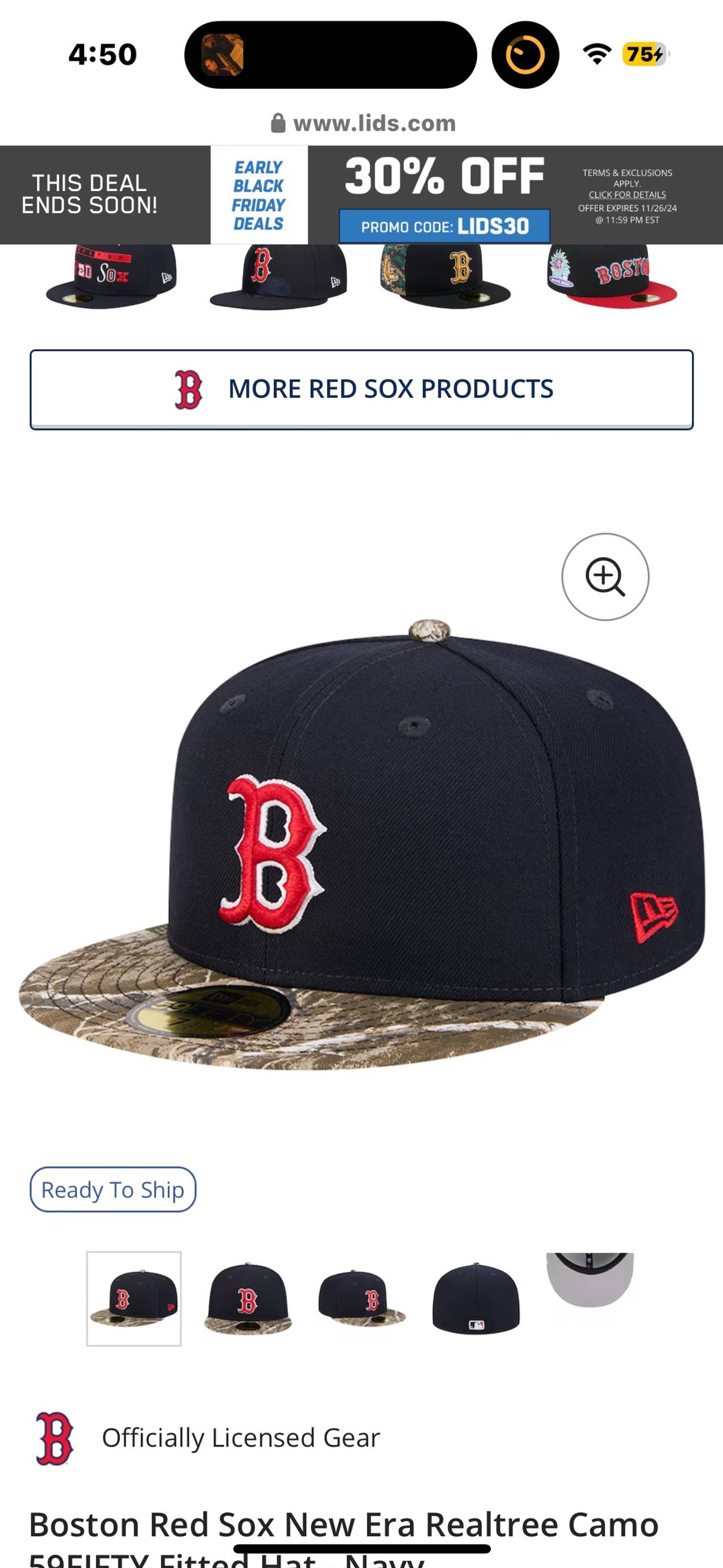 Boston Red Sox New Era Realtree Camo 59FIFTY Fitted Hat