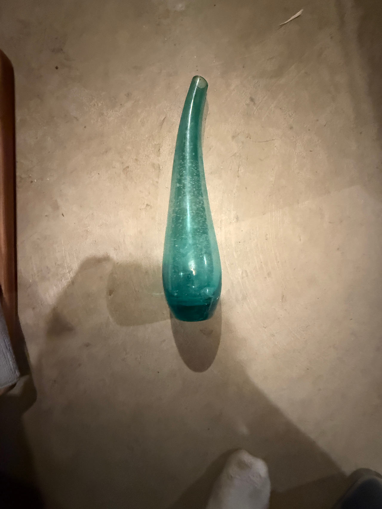 Teal Bubble Glass Bud Vase