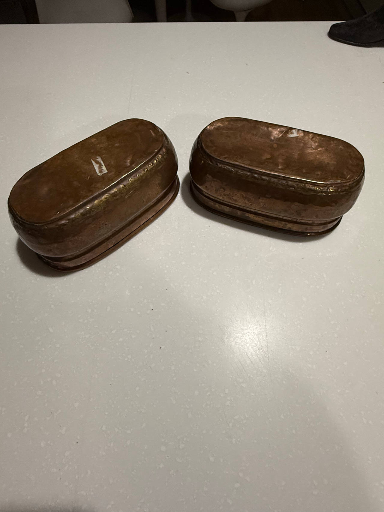 Vintage Hammered Copper Oval Planters/Bowls