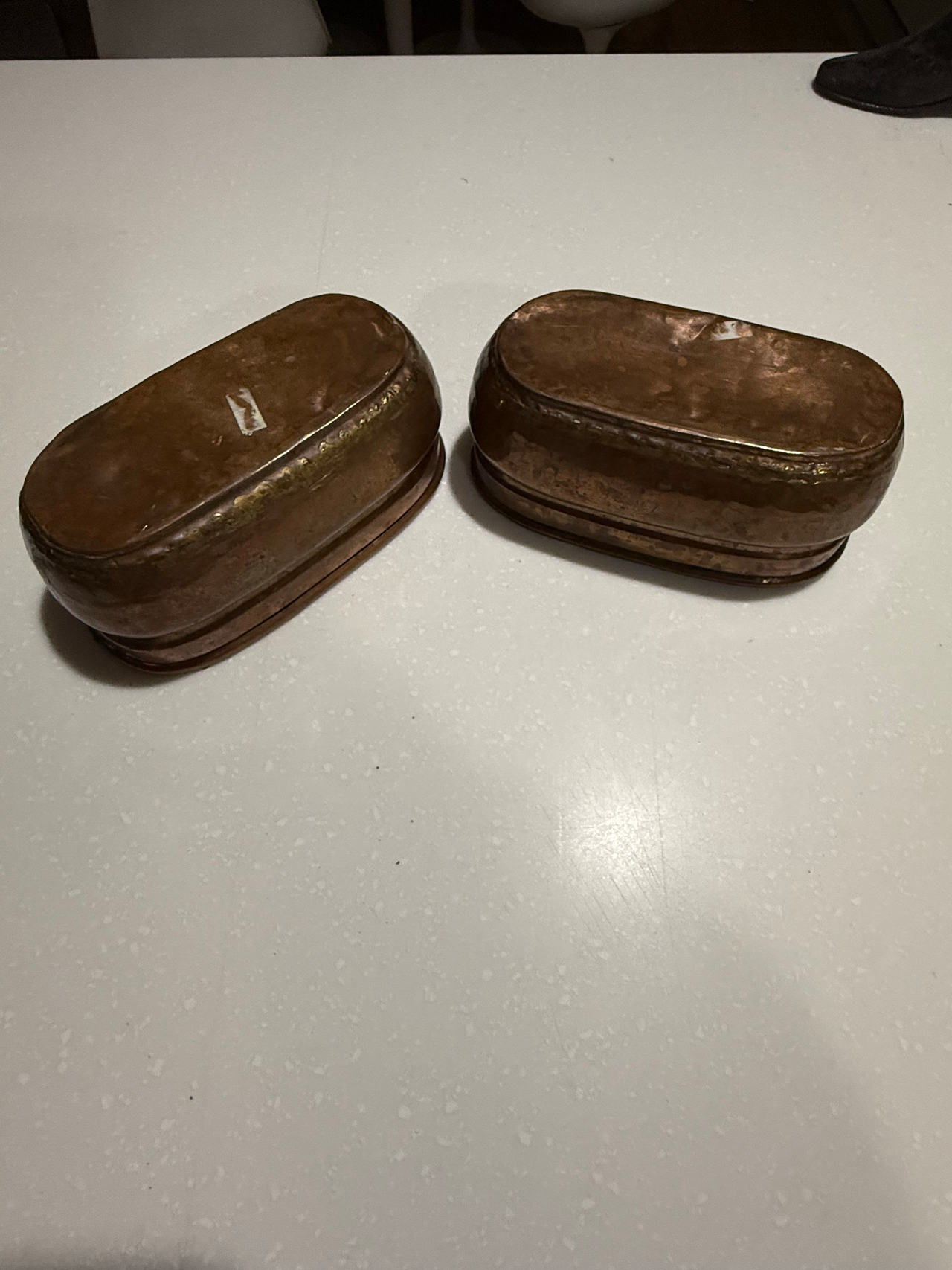 Vintage Hammered Copper Oval Planters/Bowls