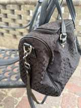 Coach Signature Jacquard Satchel Bag With Shoulder Strap Black Logo - Image 3