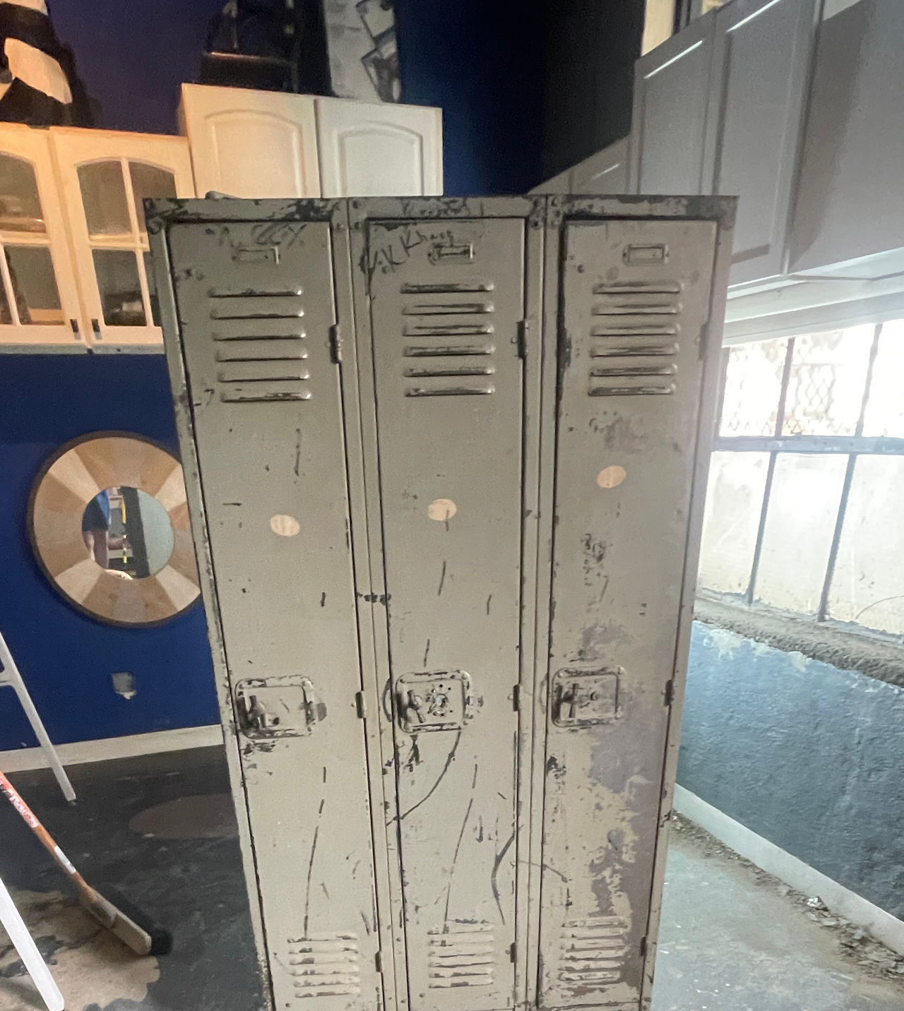 Vintage Industrial 3-Tier Steel Lockers