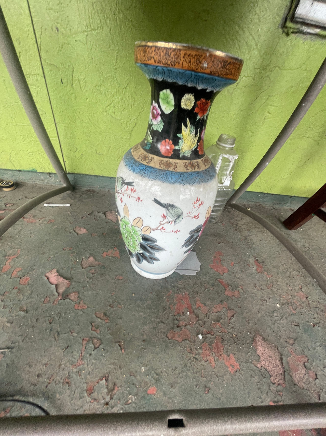 Vintage Chinese Porcelain Vase with Bird and Flower Motif