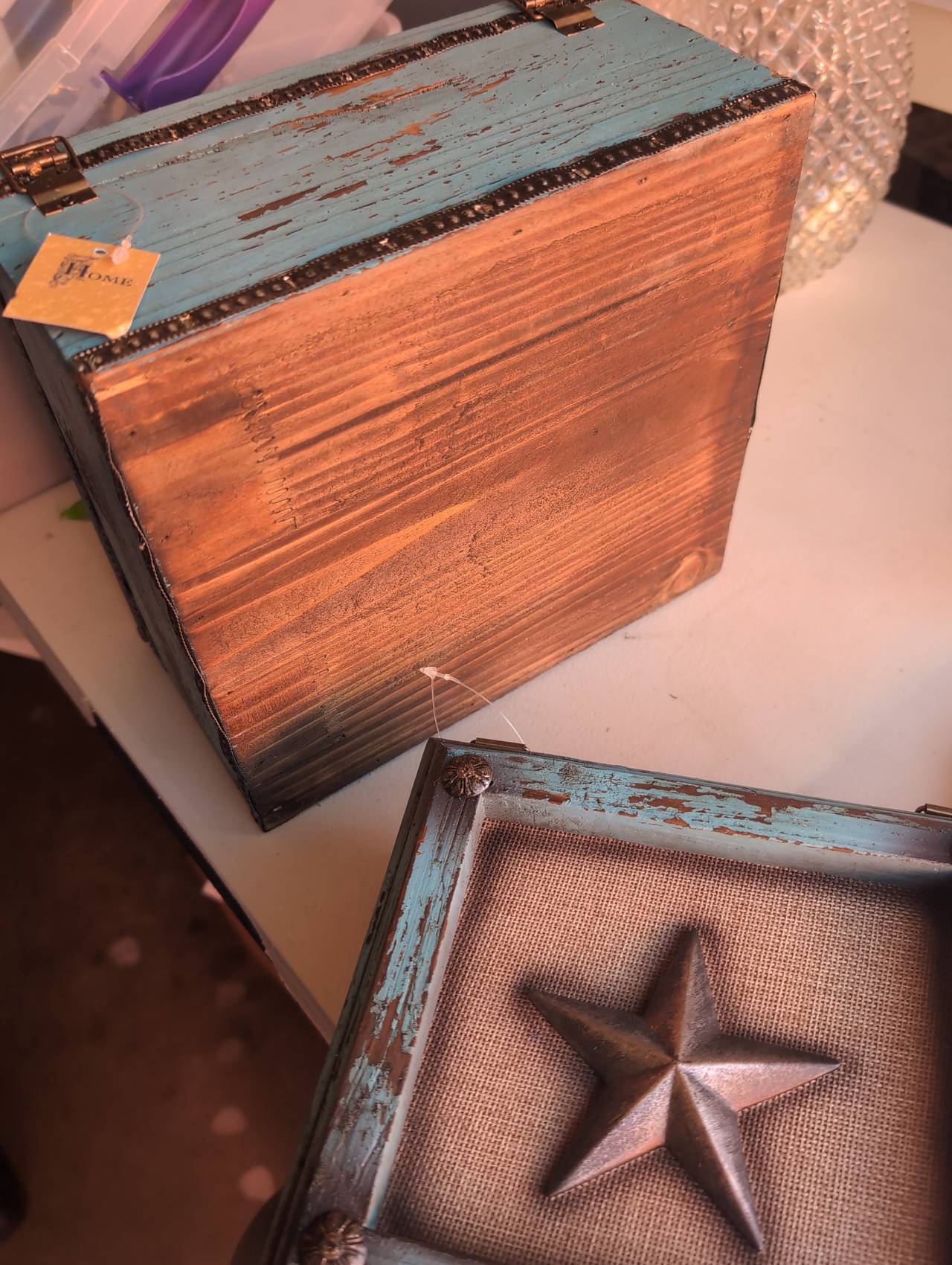 Rustic Distressed Teal Star Decorative Boxes