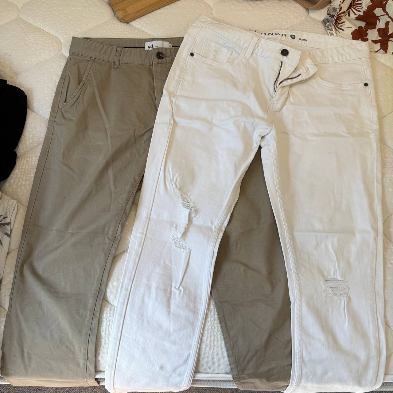 Pants (Chino and white ripped jeans)
