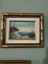 Brian Roche Nautical Oil Paintings in Faux Bamboo Frames - Image 3