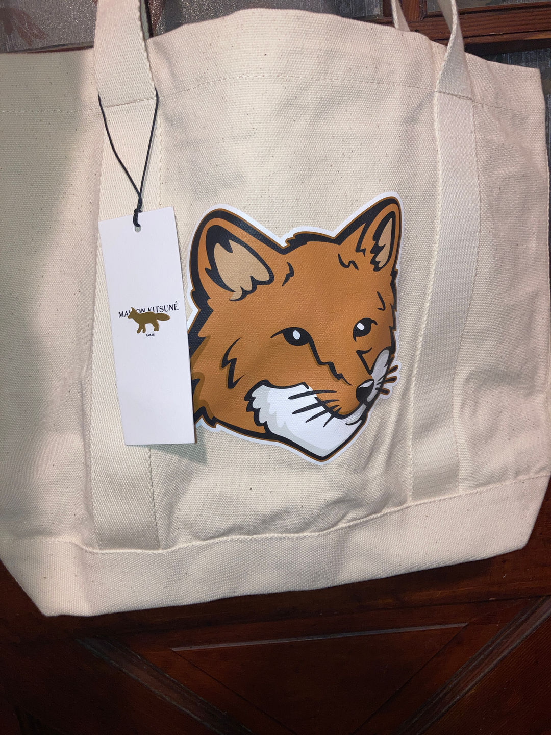 NWT Maison Kitsuné Fox Head Canvas Tote Bag