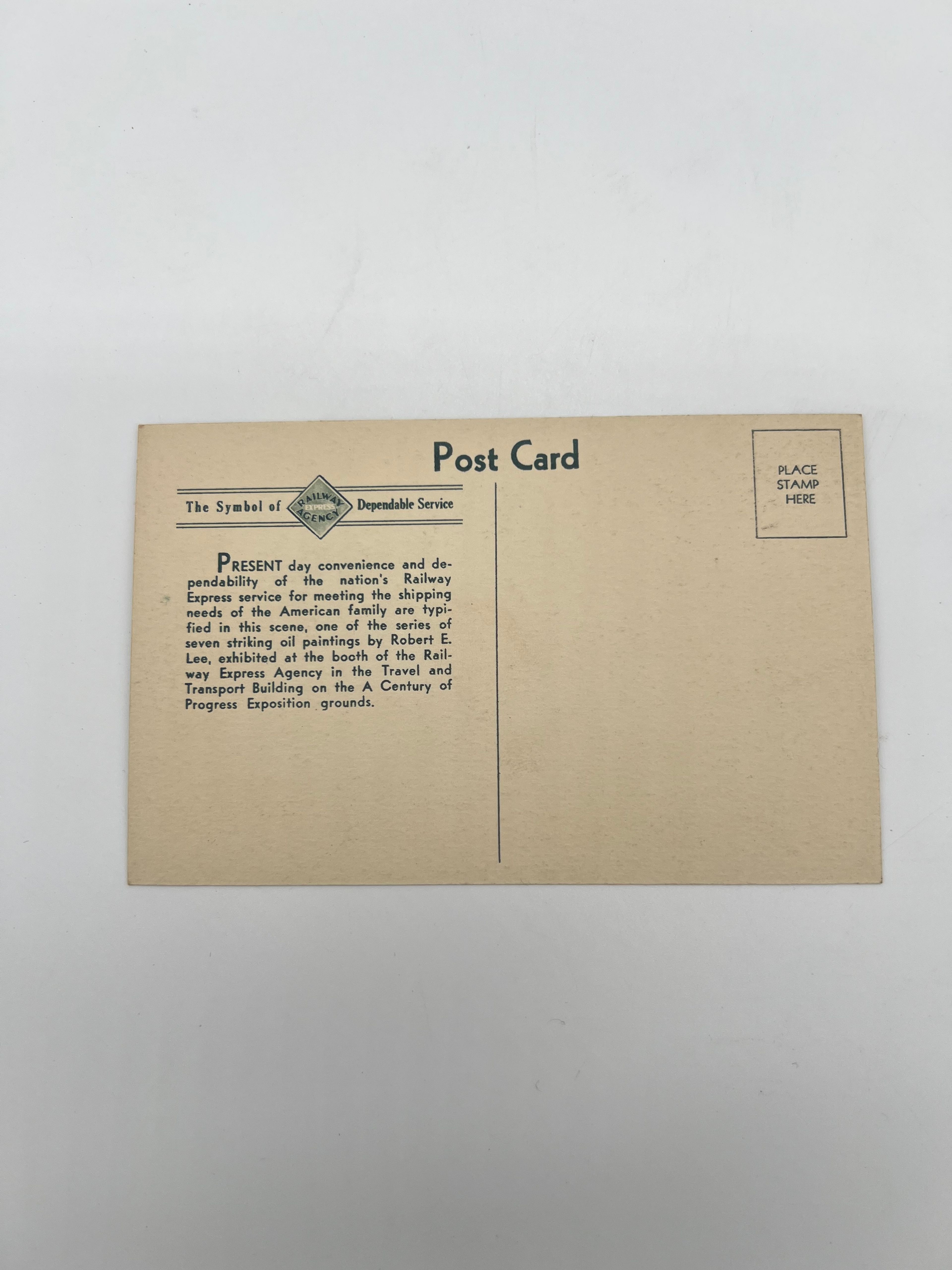Railway Express Agency 1933 Chicago World's Fair Postcard Robert E. Lee Art - Image 2