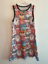 Girls Sleeveless Cartoon Cat Print Dress - Image 1