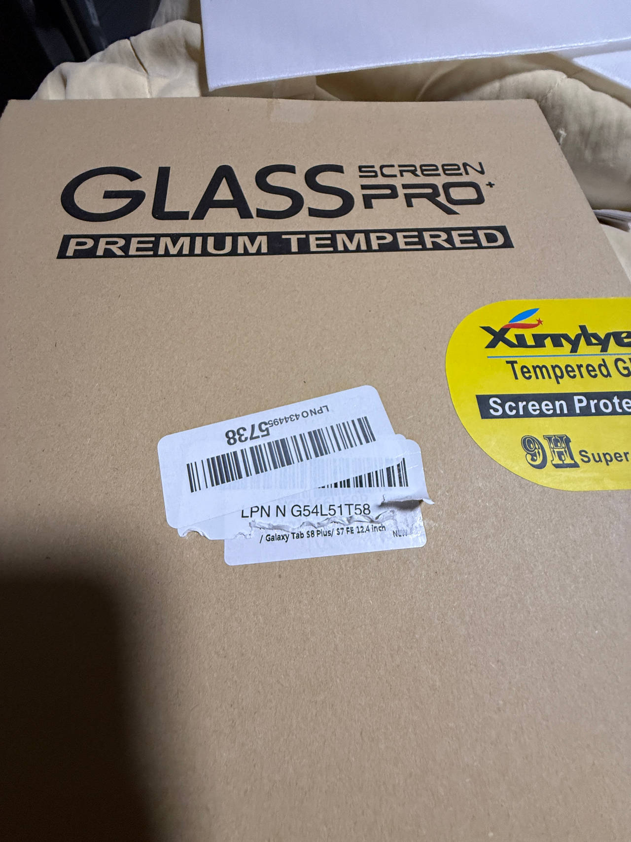 Xunlyee Tempered Glass Screen Protector for Galaxy Tab S8 Plus / S7 FE 12.4 Inch
