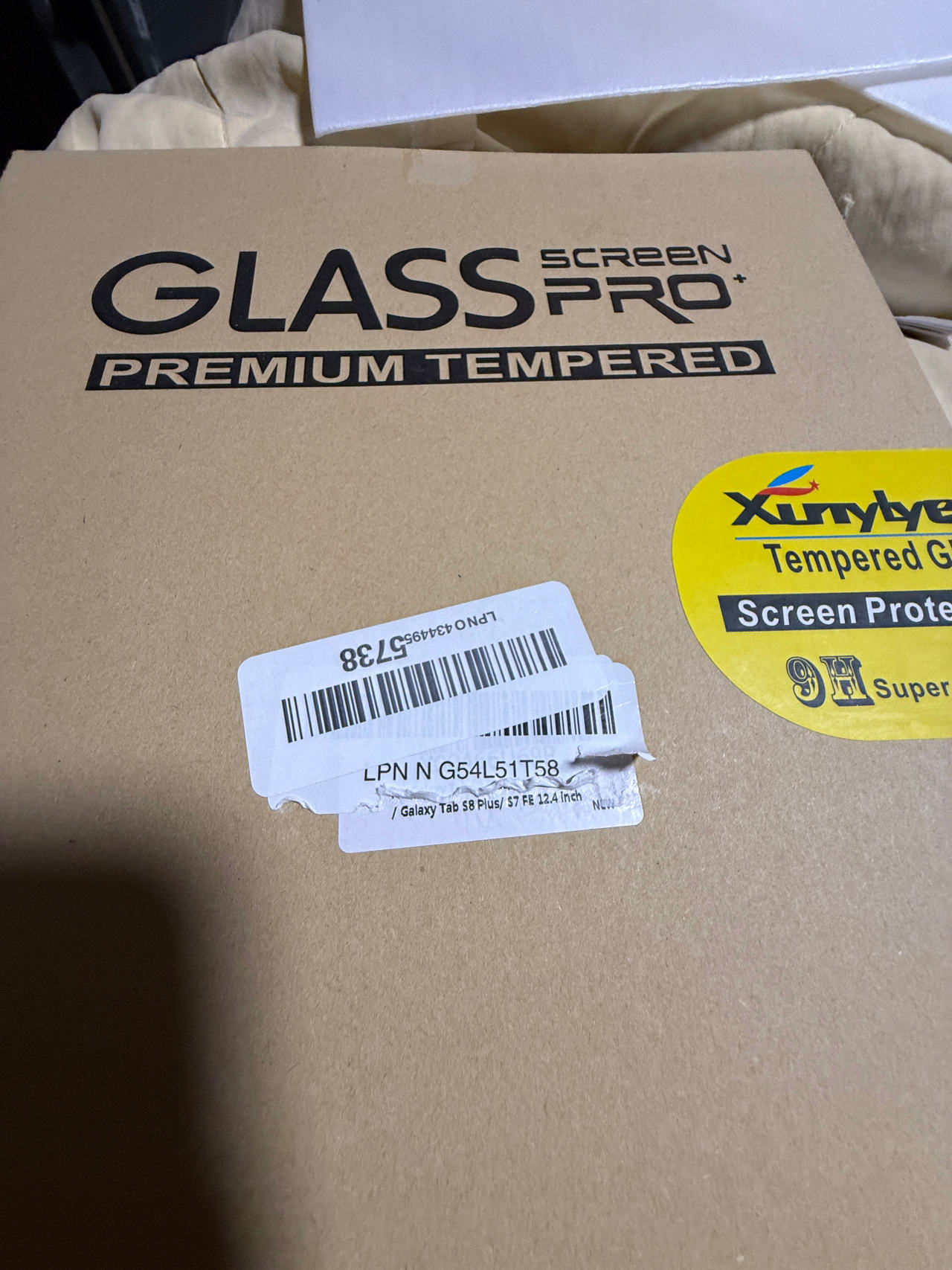 Xunlyee Tempered Glass Screen Protector for Galaxy Tab S8 Plus / S7 FE 12.4 Inch