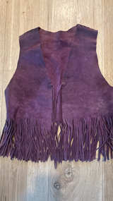 Vintage Purple Suede Fringe Vest: festival, boho, hippie, western - Image 1