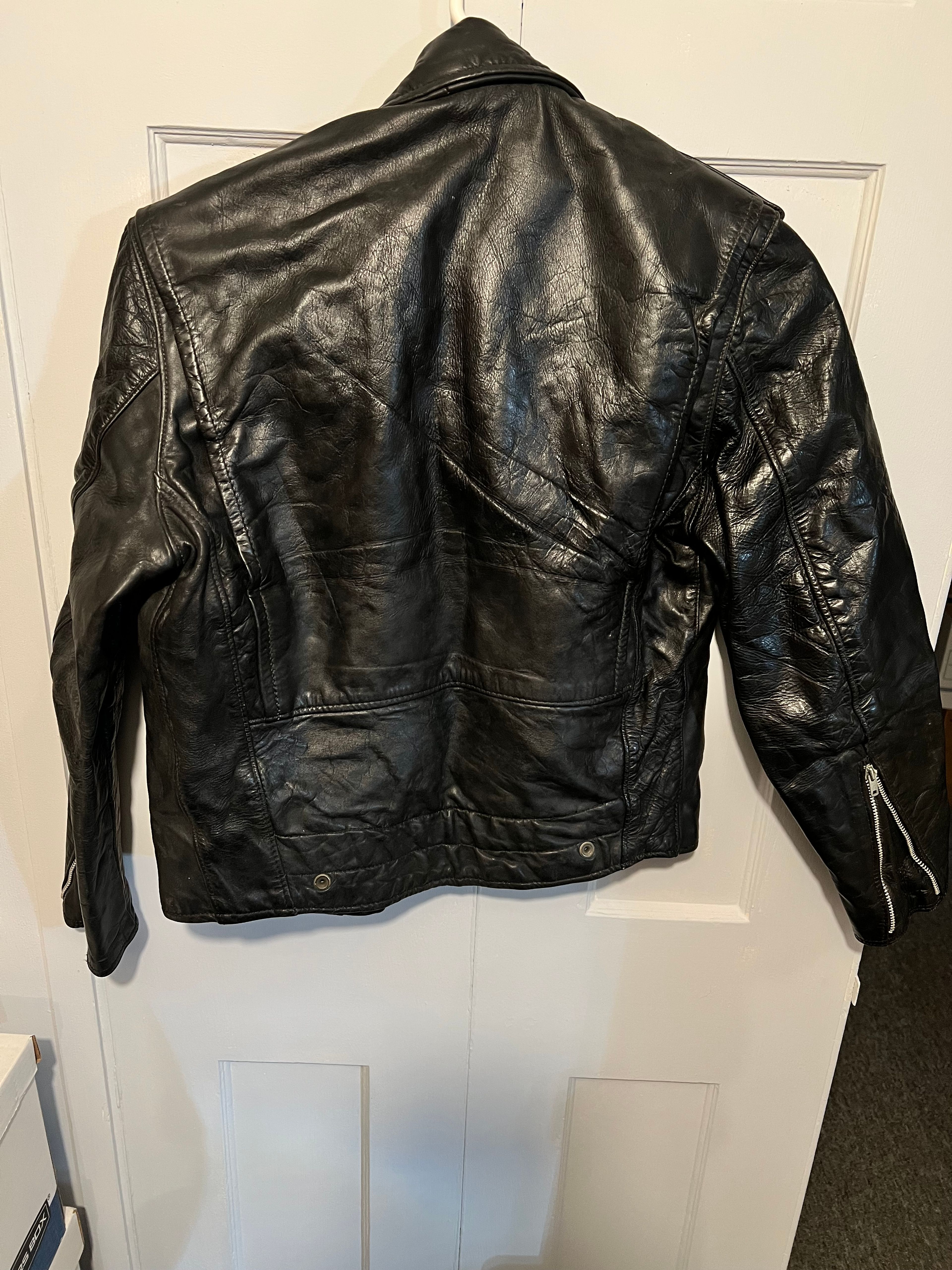 Vintage Police Leather Motorcycle Jacket - Image 2