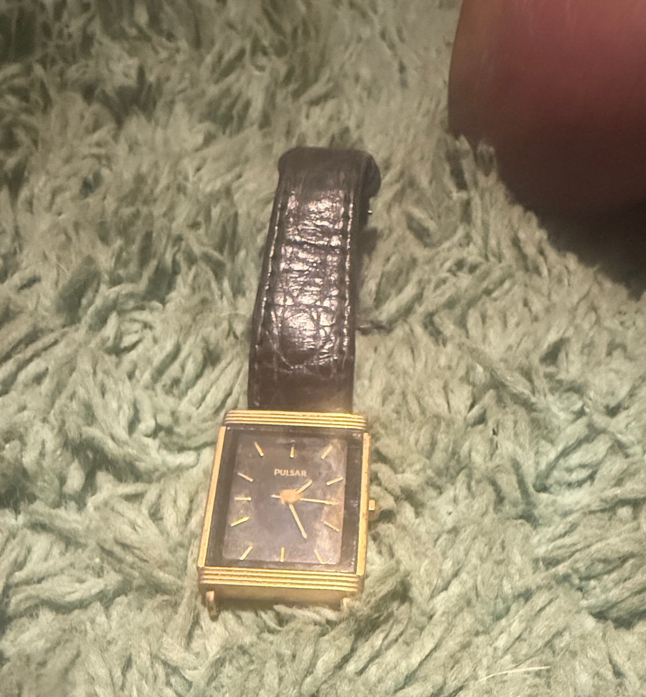 Pulsar Vintage Gold Tone Rectangular Tank Watch