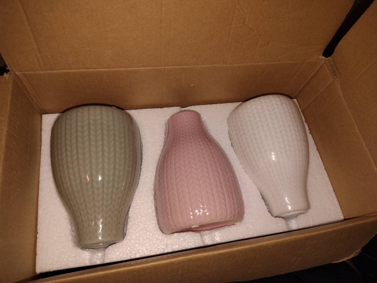 Ceramic Knit Texture Bud Vases Set of 3