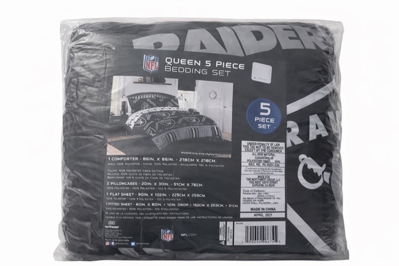 Las Vegas Raiders Queen Bedding Set Black/Silver