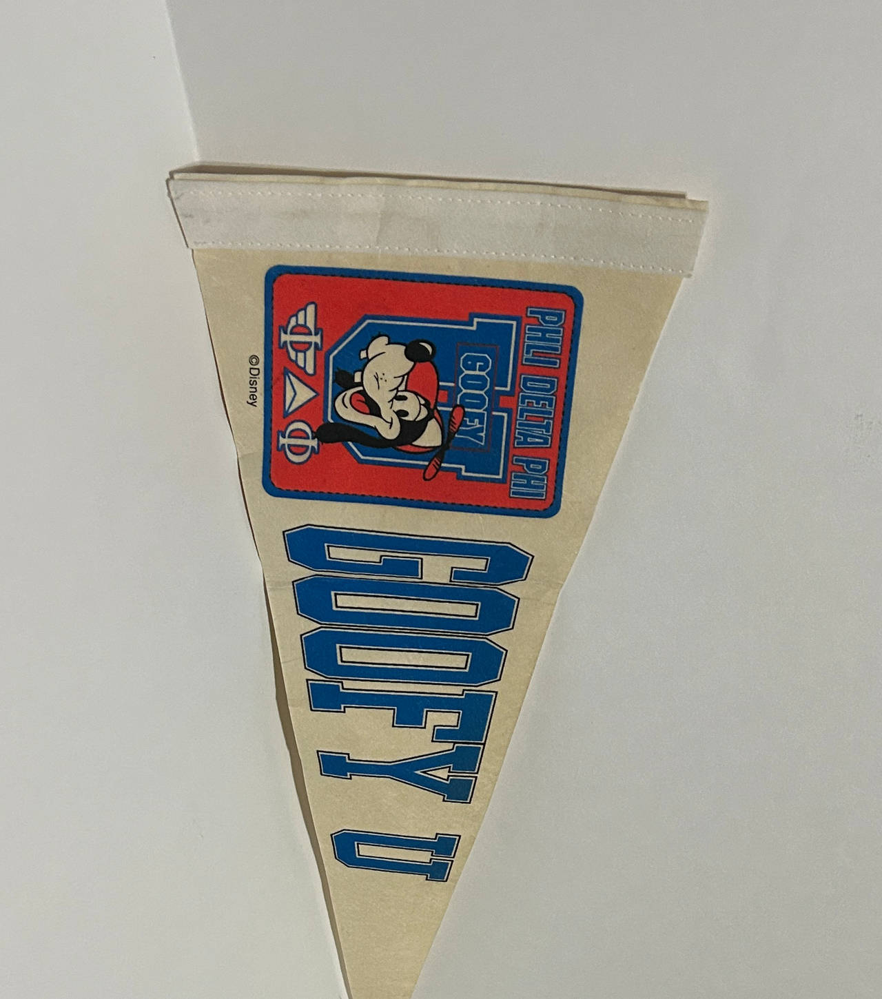 Vintage Disney Goofy U Phli Delta Phi Felt Pennant