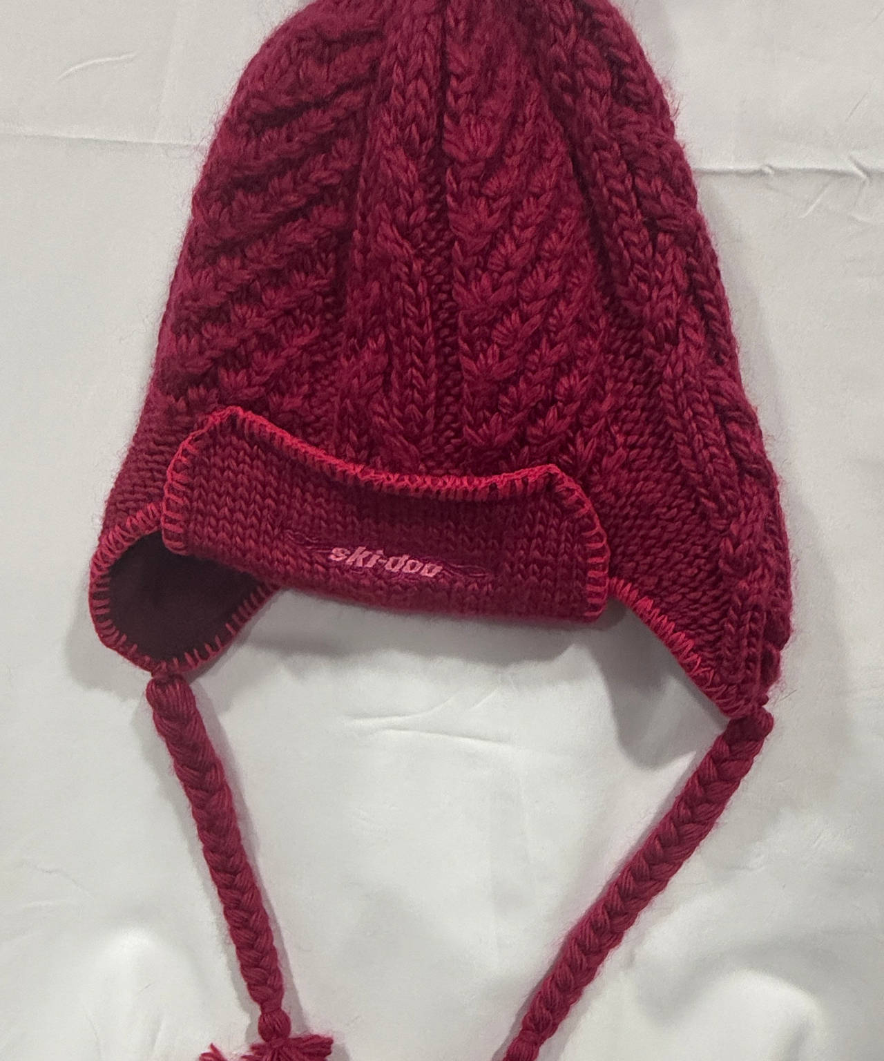 Ski-Doo Knit Earflap Beanie Hat Womens Girls braided