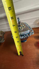 Indiana Glass Blue Carnival Glass Pedestal Vtg  Iridescent Blue Car - Image 6