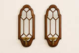 Vintage Cathedral Metal Mirror Wall Sconces Pair - Image 1