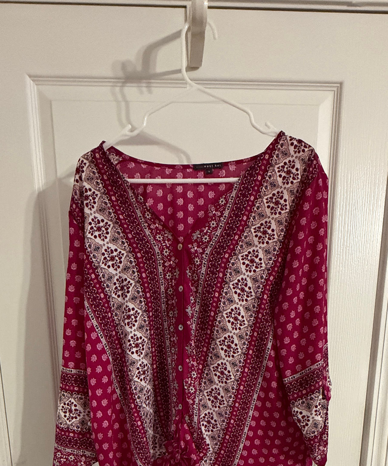 West Kei Boho Print Button Front Blouse