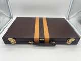 Vintage HIC Handcraft Backgammon Set Complete 18.25” Travel Case Brown Tan - Image 5